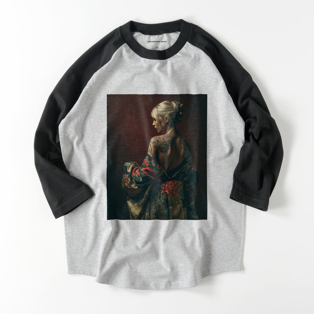 和服タトゥープリントラグラン gray-x-black image